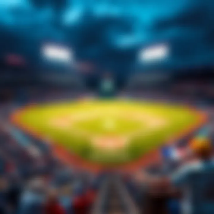 A baseball field with teams playing during an MLB game