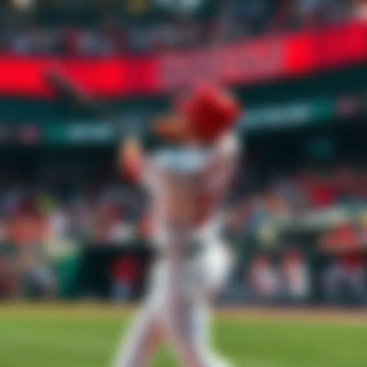 A baseball player hitting a home run during a game with fans cheering in the background