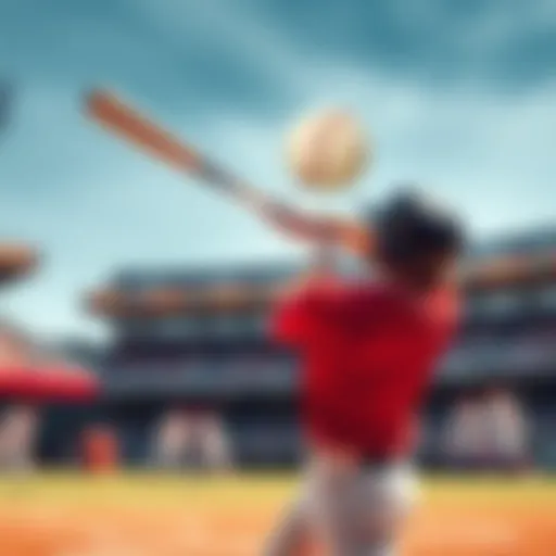 A baseball player swinging a bat with a ball in mid-air, symbolizing home run predictions and prop bets