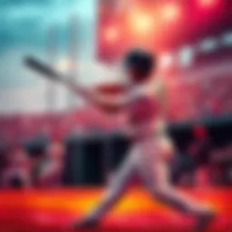 A baseball player hitting a home run during a game, with fans cheering in the background