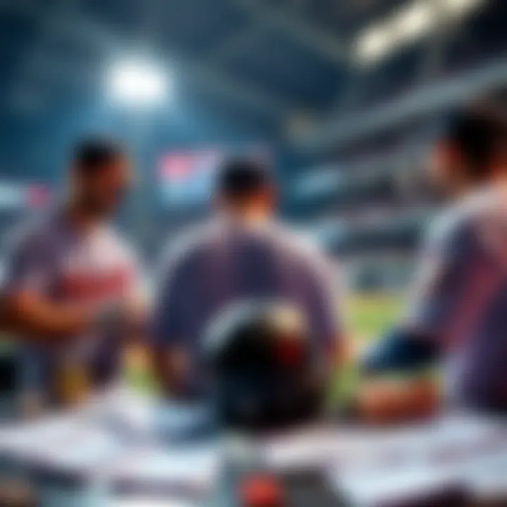 Baseball players preparing for a game, with betting slips and home run predictions on a table
