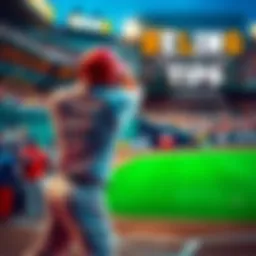A baseball player in action during a game, showcasing a powerful swing while fans cheer in the background. Tips for betting on home runs highlighted nearby.