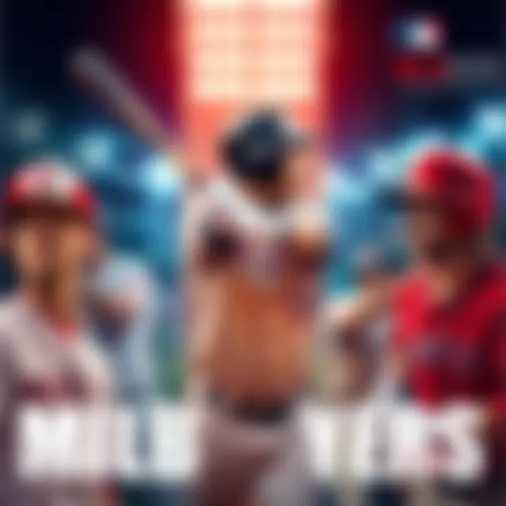 A collage of MLB players in action during games, highlighting key players and betting trends.