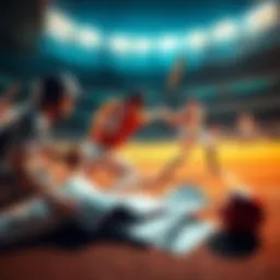 A collage of baseball players hitting home runs and betting slips on a table