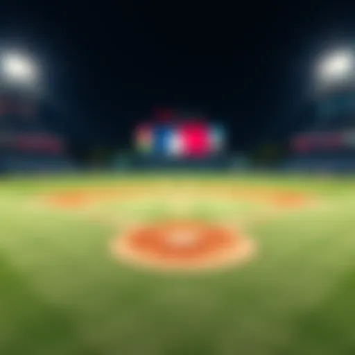 A baseball field during spring training with players practicing
