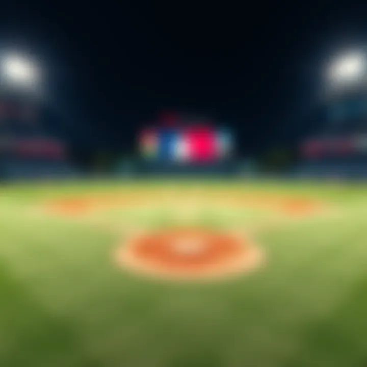 A baseball field during spring training with players practicing
