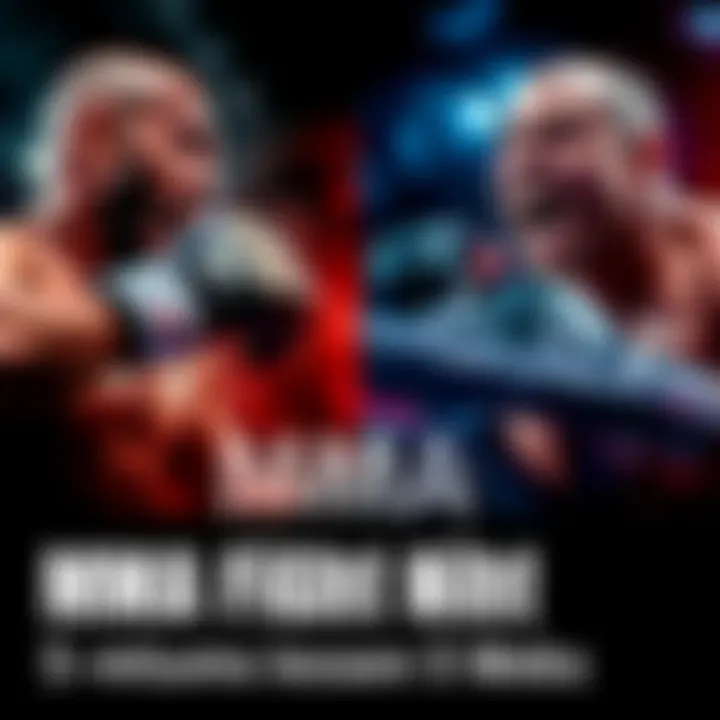 A collage of fighters in action during MMA events, showcasing intense moments from recent matches.