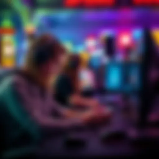 A person playing pokies on a mobile device while another plays on a desktop computer, highlighting differences in gaming experience.