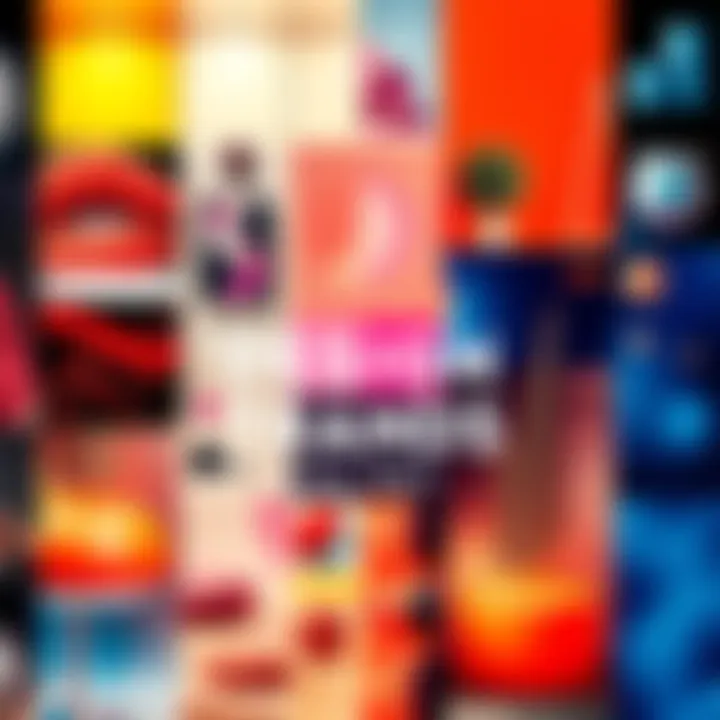 A collage of various design elements showcasing current trends in style and aesthetics