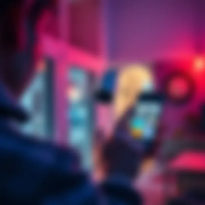 A person using a smartphone to control a smart security camera at home