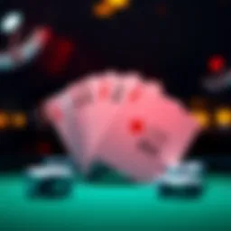 A graphic showing poker cards with calculations and strategies overlaid, representing the modified Chen formula for Texas Hold'em.