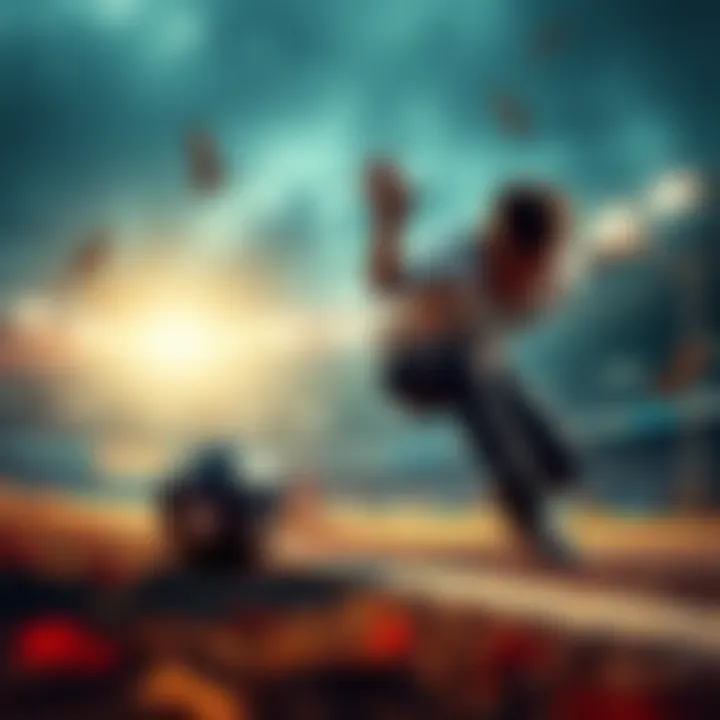 A person reaching for a goal but stumbling at the last moment, showing a mix of determination and disappointment.