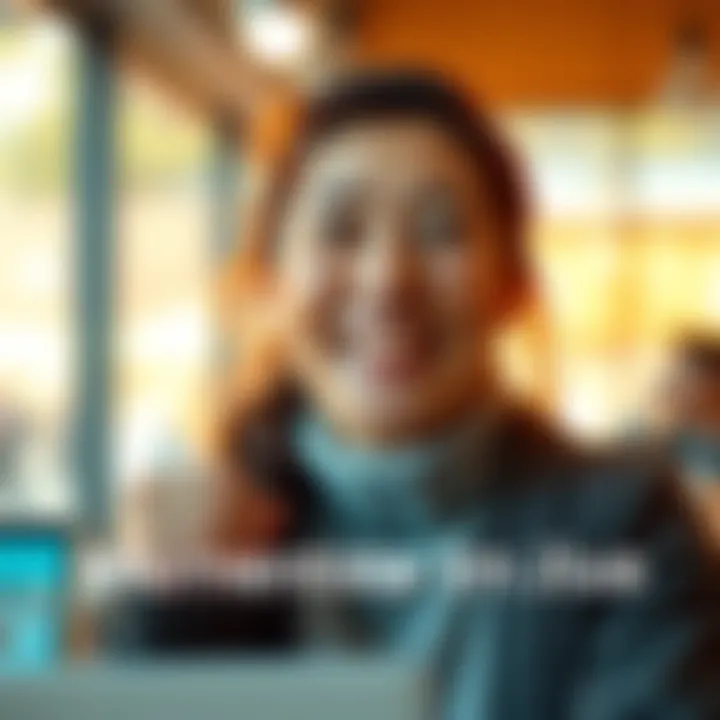 A person smiling while receiving unexpected good news, with a bright background symbolizing happiness.