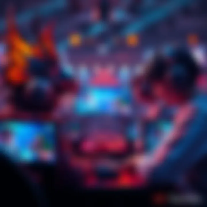 Monarch and Limitless competing in a live gaming event on YouTube, with screens showing intense gameplay and audience engagement.