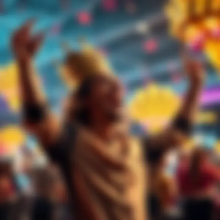 A person celebrating a big casino payout, showing excitement and joy after winning a large jackpot