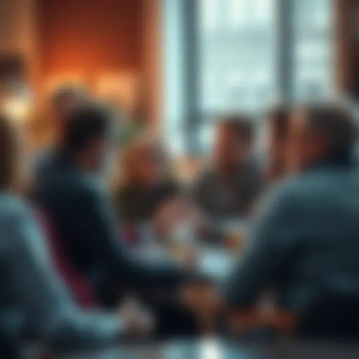 A group of people sharing ideas and thoughts during a discussion on a Monday morning.