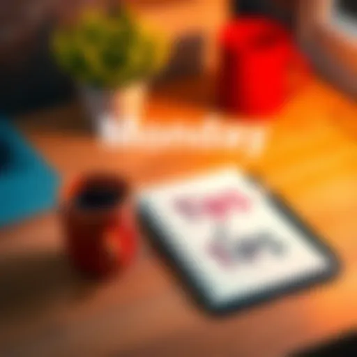 A desk with a notebook, coffee cup, and a smartphone showing tips for decision making, symbolizing productivity.