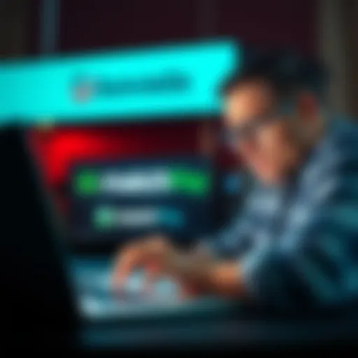 A person looking frustrated while using a laptop, with Bovada and MatchPay logos on the screen