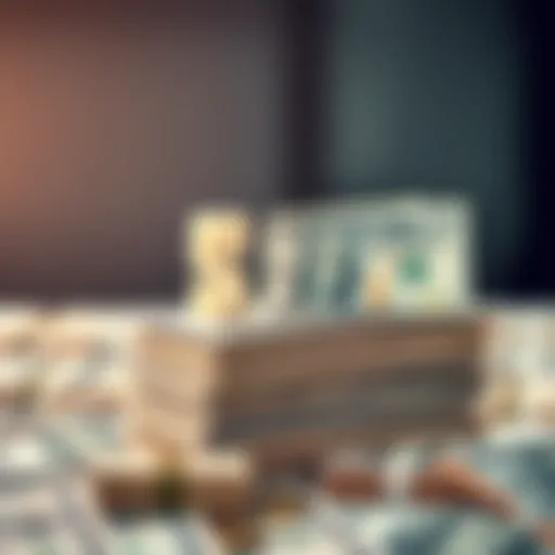 A stack of dollar bills growing larger, representing investment growth from a small amount to a large sum.