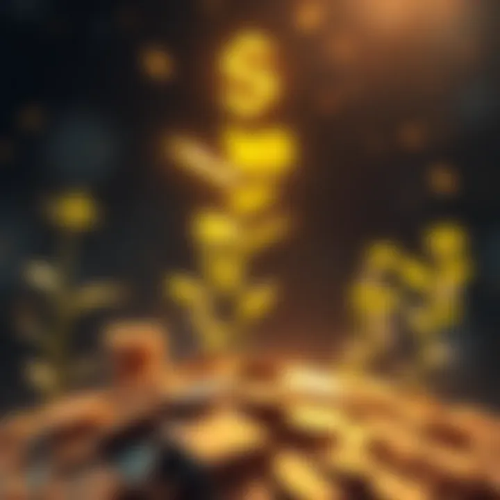 Money Growth Illustration of money growing as plants with coins and dollar signs
