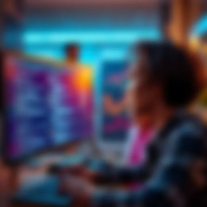 A person looking at a list of money-making strategies on a computer screen, focused and eager to learn