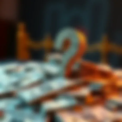 Money with a question mark A pile of cash with a question mark above it, symbolizing the uncertainty of free money offers