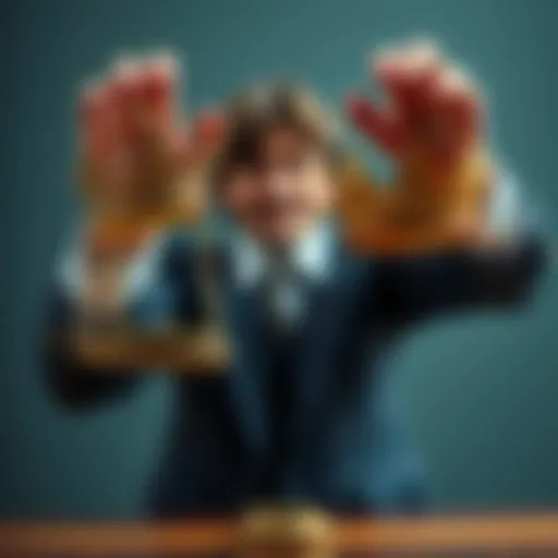 Money versus Power A person weighing money and a crown in each hand, symbolizing the choice between wealth and power.