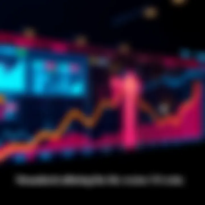 A chart showing monthly data trends with upward and downward arrows indicating changes over the week