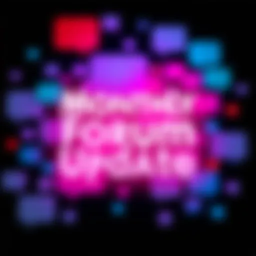 A collage of various forum topics and trends with speech bubbles and computer icons