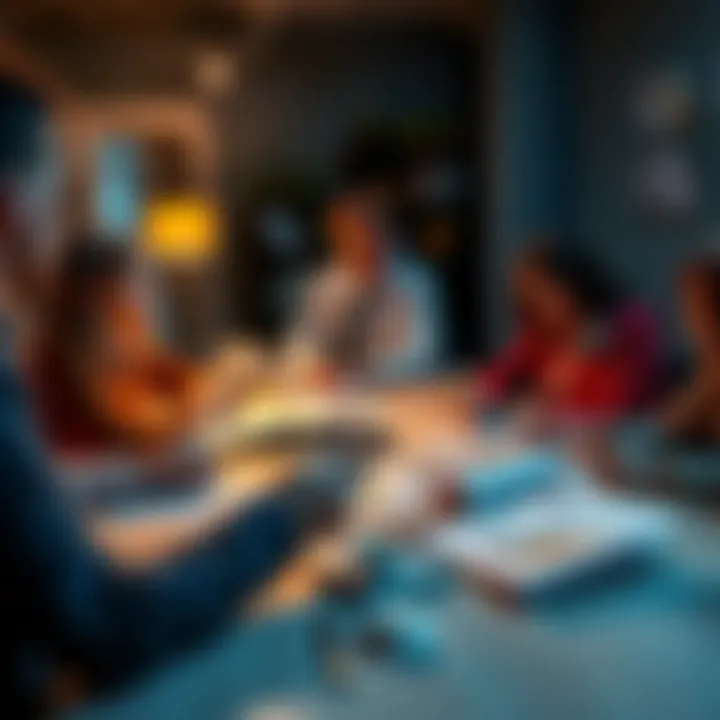 Monthly Payment Overview People discussing monthly payments and bonuses with financial documents on a table