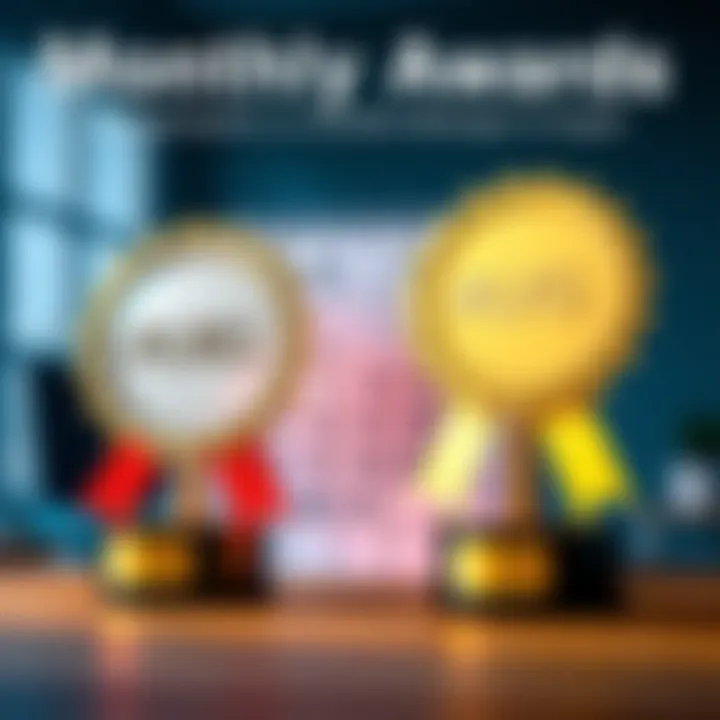 A graphic showing two award symbols with a calendar for August in the background, highlighting conditions for awards.