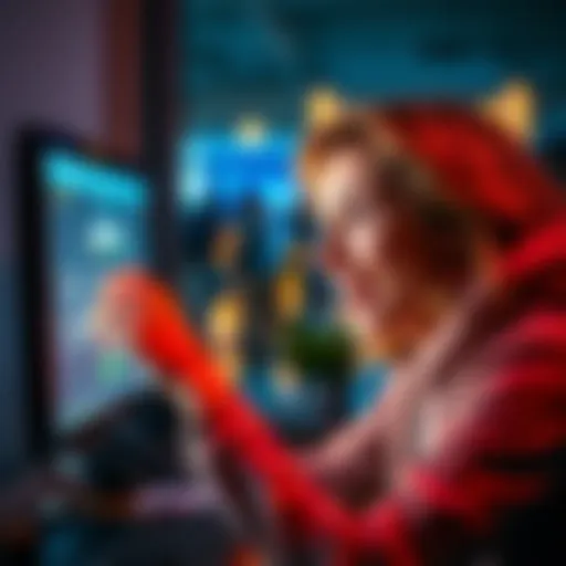 Monthly Bonus Announcement A cheerful person looking at a computer screen with excitement, indicating the arrival of a monthly bonus.