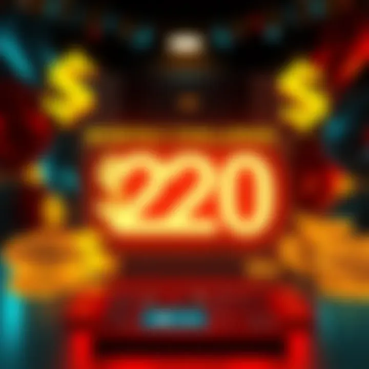 Monthly Challenge for $20 Reward A graphic showing a challenge to guess the monthly amount for a chance to win $20, featuring dollar signs and a user board interface