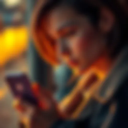 A person looking at their phone with a thoughtful expression, considering whom to reach out to each month.