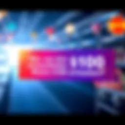 A promotional graphic showing a colorful banner with text inviting people to guess the amount for a chance to win $100.