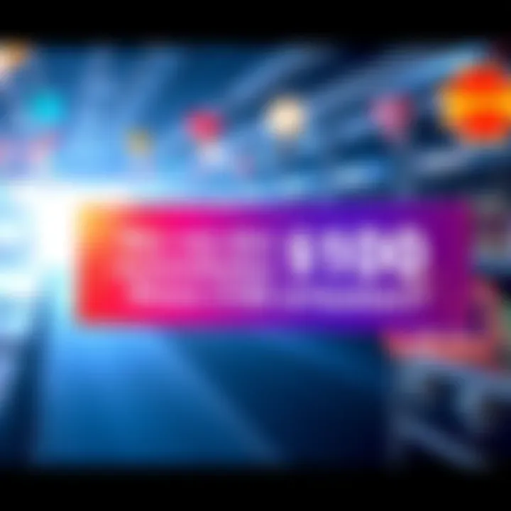 A promotional graphic showing a colorful banner with text inviting people to guess the amount for a chance to win $100.