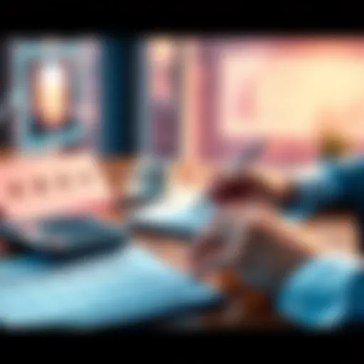 A person reviewing monthly expenses with a calculator and notepad on a desk