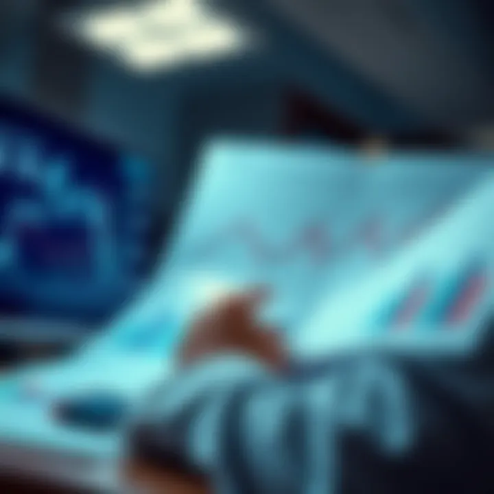 Monthly Finance Trends A person analyzing financial graphs and charts, focusing on current money trends for planning.