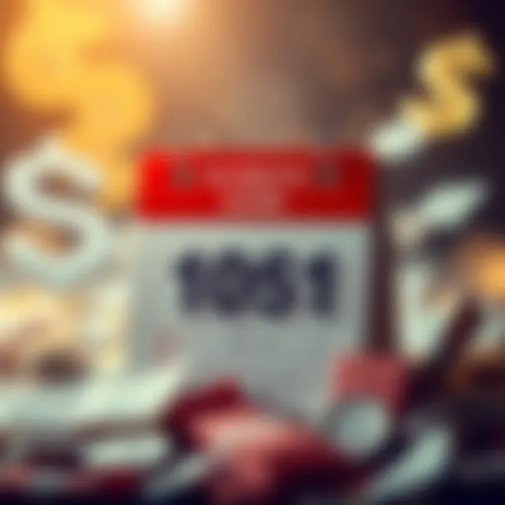 A calendar marked with the date for an upcoming payment, with money symbols around it