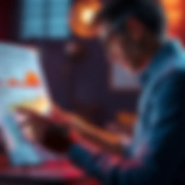 A person analyzing a chart with monthly payment calculations and factors affecting it.