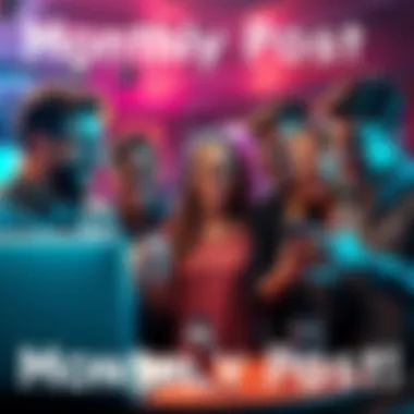 Monthly Post Announcement A cheerful group of people eagerly discussing new content for the monthly post.