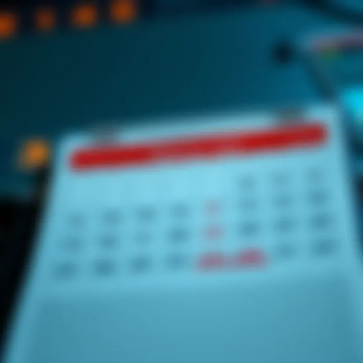 Monthly Updates Calendar A calendar page indicating important dates for monthly updates and events.