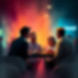 Group of people discussing their gains from Moozi and sharing payout experiences