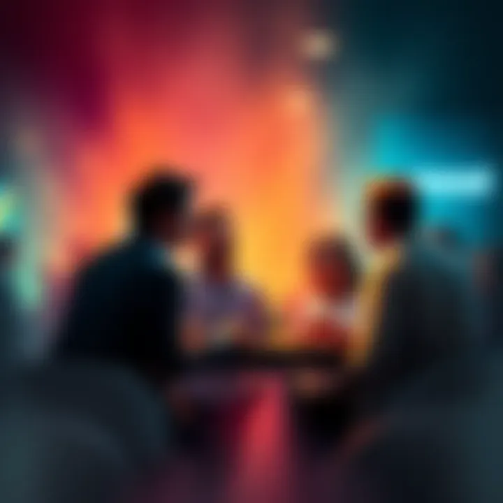 Group of people discussing their gains from Moozi and sharing payout experiences