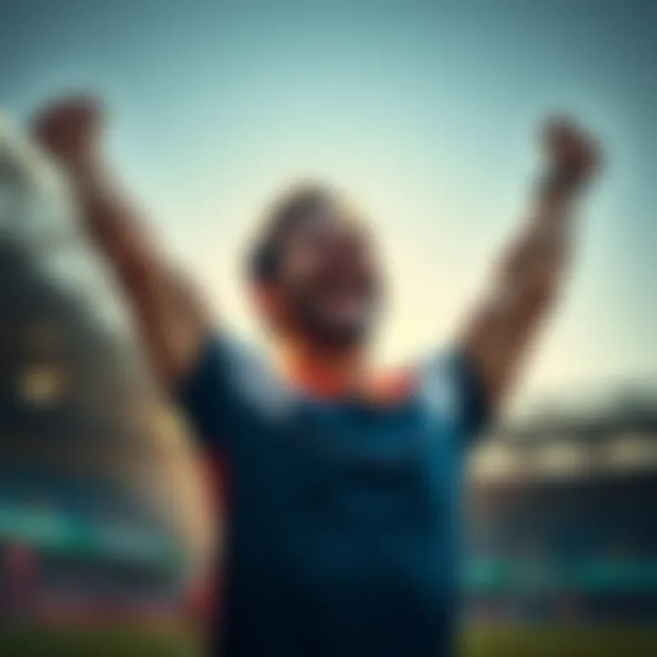 A person celebrating a sports achievement in the morning light, showing excitement and joy.