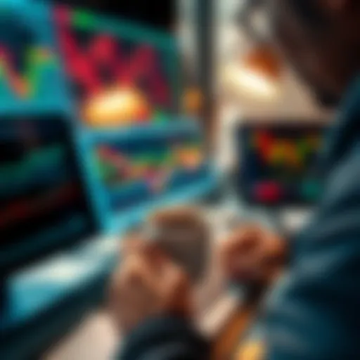 A person analyzing stock charts with coffee in hand, focused on morning trading gains.