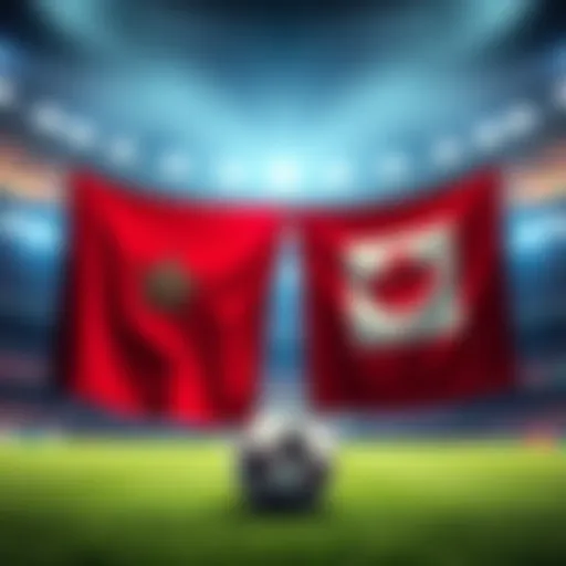 A soccer field with the flags of Morocco and Canada displayed, highlighting the upcoming match with odds of -140 for Morocco.