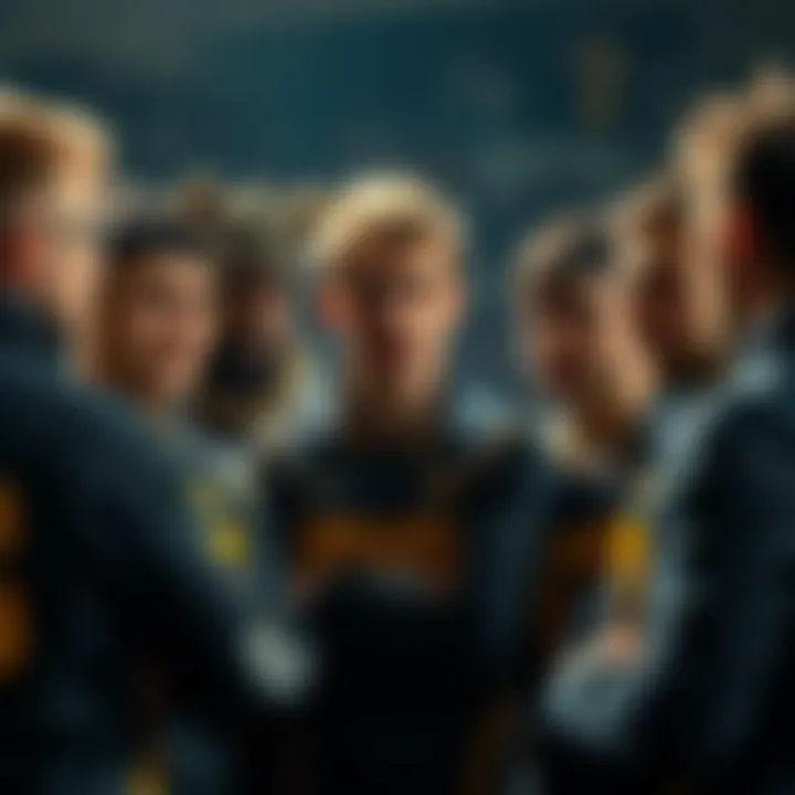 A group of players gathered to talk about team changes, showing mixed reactions and expressions of concern and excitement.