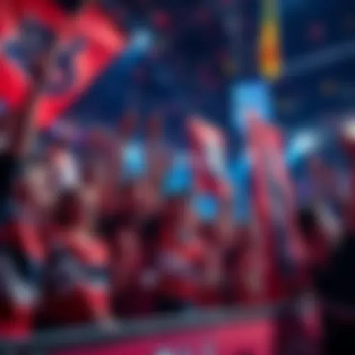 Fans celebrating Mr. Cashout's victory in an 8-leg NHL parlay betting event with banners and excitement.