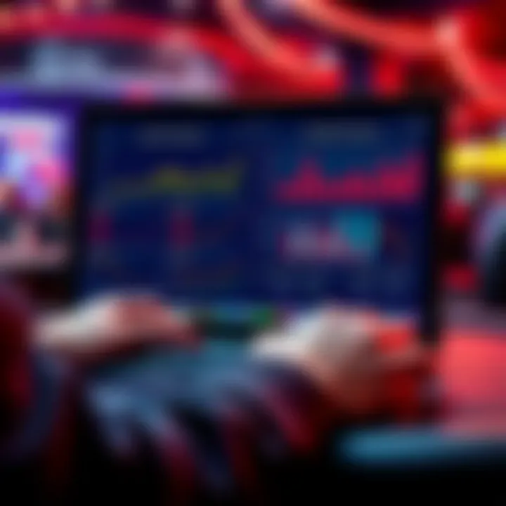 A person analyzing poker tournament options on a laptop, with charts and graphs displayed on the screen